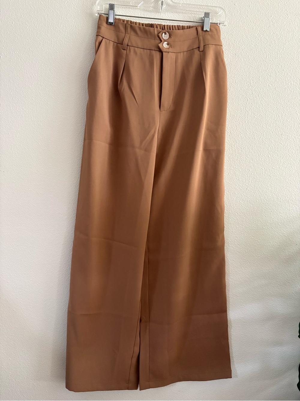 High-Waist Wide Leg Trousers in Camel